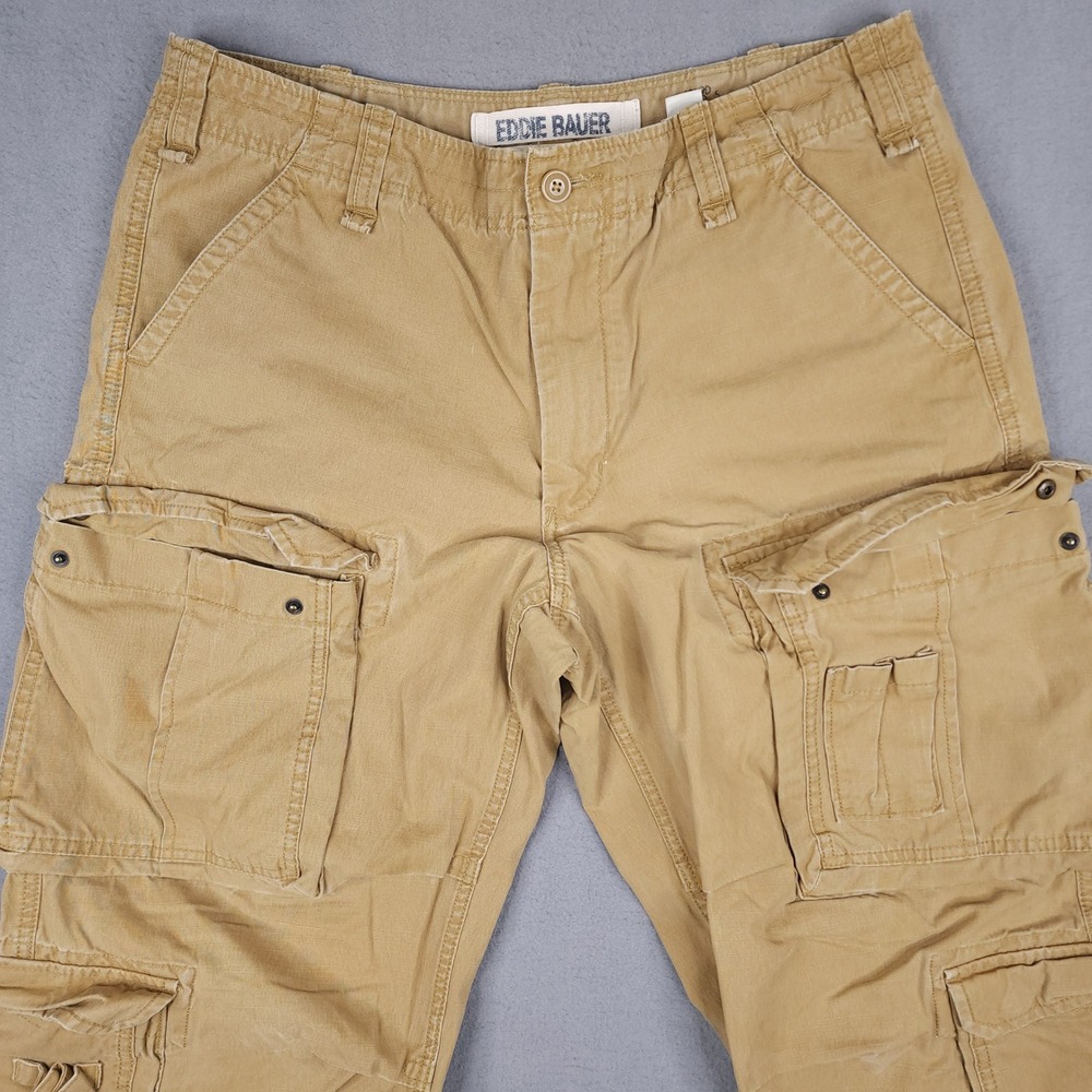 Eddie Bauer Cargo Pants Mens 36x30 Tan Khaki Cotton Workwear Gorpcore Outdoor - Picture 2 of 15